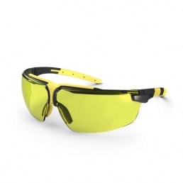 uvex i-3 Bügel-Schutzbrille mit bernstein-gelber Tönung für höheren Kontrast und besseres räumliches Sehen