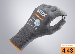 Ergonomischer und feinfühliger uvex phynomic lite Schutzhandschuh mit Relief-Index 4,43