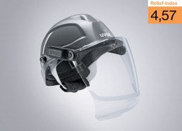 Ergonomische und beschlagfreie uvex pheos visor Schutzhelm-Visier-Kombination mit Relief-Index 4,57