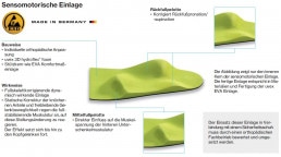 Feature-Übersicht der sensomotorischen Einlagen für uvex Sicherheitsschuhe