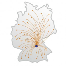 Karte des uvex medicare Netzwerks in Deutschland mit den Standorten der von uvex zertifizierten Orthopädieschuhmacher und Sanitätshauser