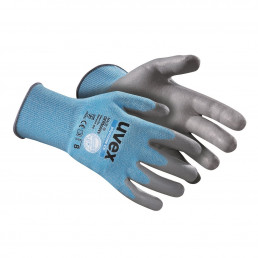 Feinfühliger und lebensmitteltauglicher uvex phynomic C5 Schnittschutzhandschuh blau für den Einsatz in der Lebensmittelindustrie