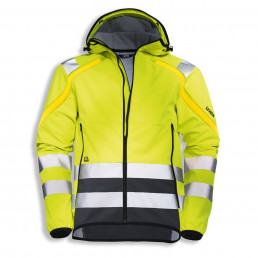 uvex protection flash Softshelljacke in warngelb mit Reflexstreifen für optimale Sichtbarkeit