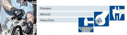 Grafik mit Symbolen für Tätigkeitsbereiche, die Schutzhandschuhe erfordern: Präzision, Allround und Heavy Duty