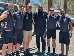 Das Team von uvex Südafrika in Radsportkleidung von uvex sports und uvex safety (von links nach rechts: Martin Godetz, Christo Nel, Kyle Wood, Tiego Kekana, Darryl Jacobs, Penda Ickua)