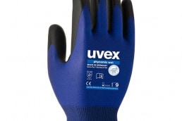 Blauer uvex phynomic wet Schutzhandschuh für optimale Griffsicherheit auch bei Feuchtigkeit und Nässe