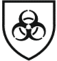 Symbol für die Norm EN 14126 zur Kennzeichnung von Schutzeigenschaften gegenüber Infektionserregern bei Chemikalienschutzanzügen