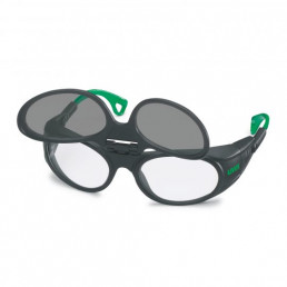 Schwarz-grüne uvex Schweißerschutzbrille in Schutzstufe 4 mit UV- und IR-Schutz