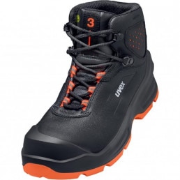 uvex 3 Sicherheits-Schnürstiefel S3 mit biomechanisch optimierter Laufsohle in schwarz-orange