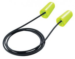 Neongrüne uvex Gehörschutzstöpsel mit schwarzer Kordel